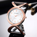 Women Rose Gold Big Dial Bracelet Watches 2019 New Design Lady Dress Casual