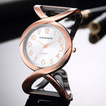 Women Rose Gold Big Dial Bracelet Watches 2019 New Design Lady Dress Casual
