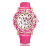 2019 Lovely Rhinestone Cartoon Watch Children Girl Pink Leather Band